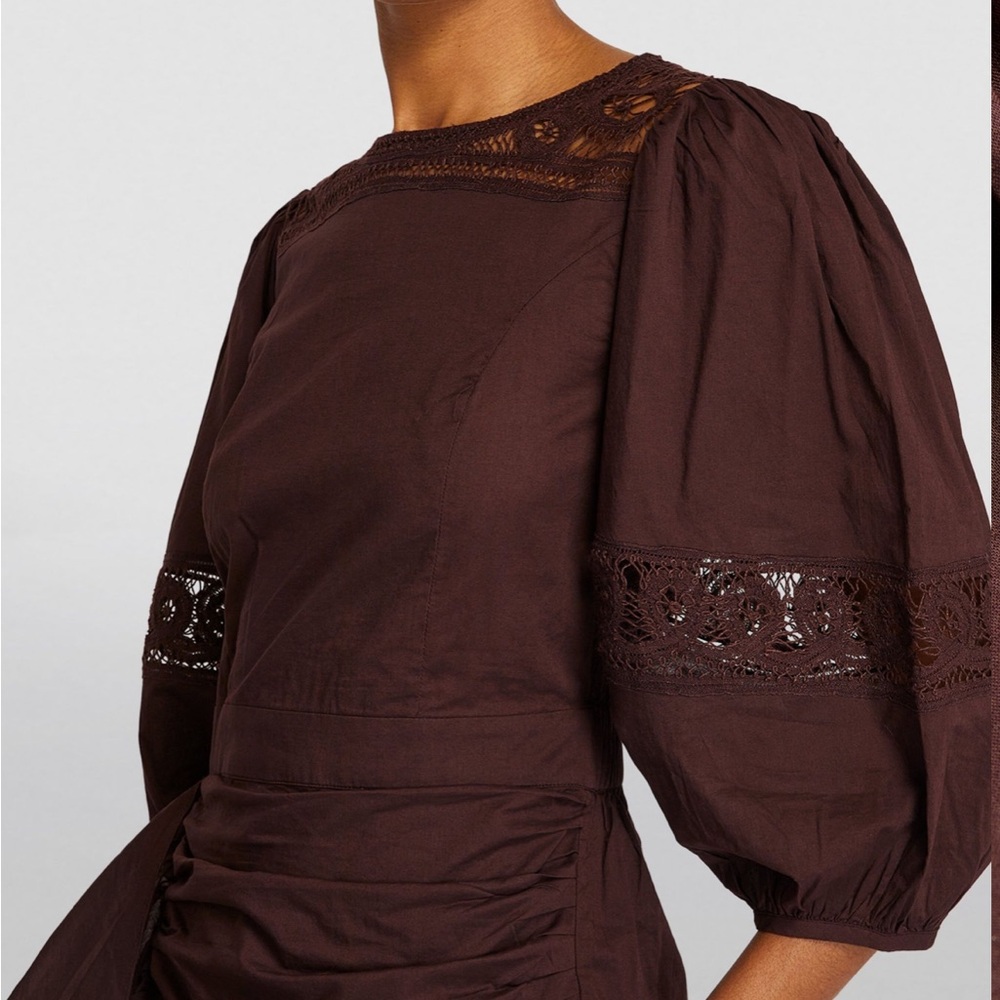 RHODE Chocolate Ruched Mini Dress - Picture 6 of 13